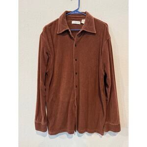 Chereskin‎ Men's Size Large Corduroy Ribbed Button Down Shirt Brown